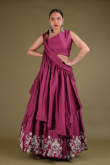 Magenta Embroidered Top Bottom Set3773 video